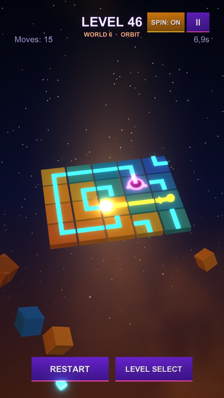 A spinning board in World 6 with the pulse on its way